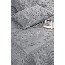 Gri Bohem Yatak Örtüsü 220 X 240 Çift Kişilik Peluş Yumuşak Welsoft 2 Adet Yastık Kılıfı Çeyiz