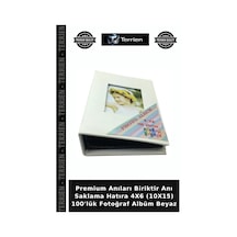 Premium Anıları Biriktir Anı Saklama Hatıra 4x6 10x15 100'lük Fotoğraf Albüm Beyaz