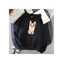 Tarzsokak Siyah Süt Çay Bardağı Corgi Moda Unisex Hoodies Bahar Sonbaharrahat Hoodies Öğrenci