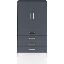 Arges Dolap 3 Raflı 4 Çekmeceli 2 Kapaklı 88x30x163 Antrasit-... Antrasit