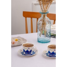 Emsan Kır Çiçekleri 2 Kişilik Kahve Fincan Takımı Mavi 80 Ml