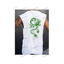 Unisex Ejder Baskılı Oversize Kolsuz Beyaz Unisex Ejder Baskılı Oversize Kolsuz Beyaz