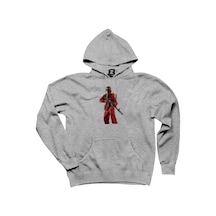 GTA Robber In Red Suit Man Gri Kapşonlu Sweatshirt Hoodie Gri