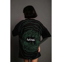 Bisiklet Yakalı Sırt Baskılı Oversize T-shirt - Siyah Siyah Bisiklet Yakalı Sırt Baskılı Oversize T-shirt - Siyah Siyah