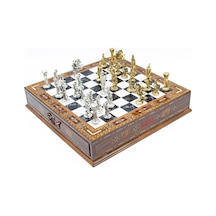 Saklamalı - 370 - Satranç Roma Oymalı Sc38s - 38cm, Siyah Tahta - Muratech - - Sc38s