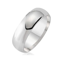 Düz Bombeli Gümüş Alyans - 6 Mm - Yüzük Ölçüsü: 19