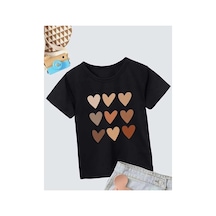 Kız Çocuk Bisiklet Yaka Baskılı T-shirt - Siyah