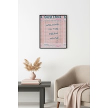 Doğal Ahşap Çerçeveli Retro Tablo - Dream House Temalı Hoş Geldiniz Huhu2556