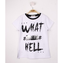 Toontoy Kids Toontoy Kız Çocuk Pullu İnci Detaylı T-shirt Beyaz