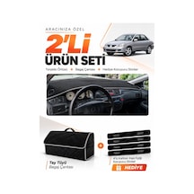 Mıtsubıshı Lancer 2003-2006 Uyumlu Torpido Örtüsü + Tay Tüyü Bagaj Çantası + Sticker - Siyah Gri