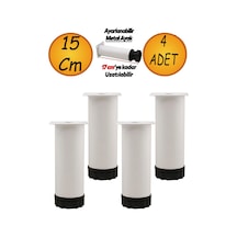 Bro Ayarlanabilir Mobilya Kanepe Koltuk Metal Destek Yükseltici Ayağı 15 Cm Beyaz Ayakları 4 Adet. B Diğer