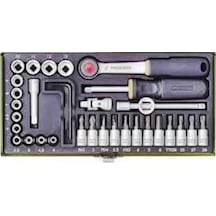 Proxxon 23080 1/4" Cırcır Kollu 36 Parçalı Lokma + Bits Set