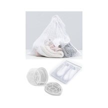 3lü Yıkama File Seti - Ayakkabı Filesi-plastik Aparatlı Sütyen Yıkama- Çamaşır Yıkama Filesi Beyaz