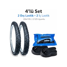 20x1.95 Bisiklet Dış Lastik Ve İç Lastik Seti 4 Parça 2+2 Kalın Diş Çocuk Bisikleti Uyumlu