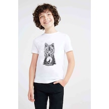 Tshirthane Kurt Dolunay Baskılı Unisex Çocuk Beyaz T-Shirt