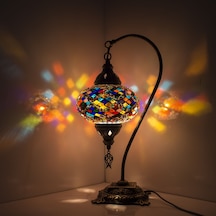 Dekoratif RENKLİ DEVE BOYUNU MASA ÜSTÜ ABAJUR EL YAPIMI