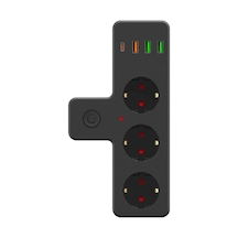Biishe Termal Akım Korumalı 3 Adet Soket,3 Adet Usb Ve 1 Adet Type-c Girişli 20w Priz Model 3397