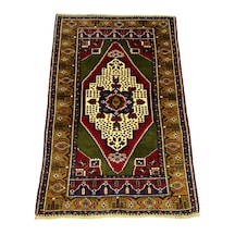 El Dokuma Kök Boya Taşpınar Halısı 102x155 Yeşil %100 Yün Halı Yeşil