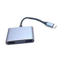 Type-c To 2x Hdmı 1x Usb 3.0 1x Type C Şarj 4 İn 1 Çevirici