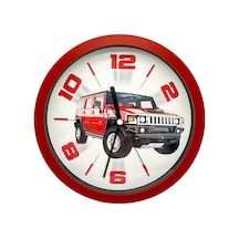 Premium Serisi Jeep Desenli Kırmızıduvar Saati 25 Cm Çok Renkli