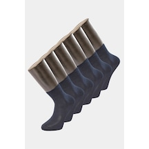 Türen 9102 Erkek Bamboo Düz Yarım Soket Çorap 6'lı Paket-lacivert Lacivert