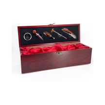 Şarap Tirbüşon Aksesuar Seti 5'li - Kiraz Ağacı Kırmızı