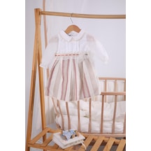 Bayramlık Düğünlük Tül Kol Detaylı Kız Bebek Çocuk Elbise 13904 001