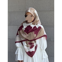 Qalortex Scarf Pamuklu Vera Desen Eşarp-bordo
