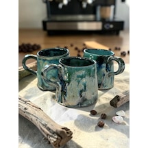 2 Li Robra El Yapımı Stoneware Fincan Turkuaz