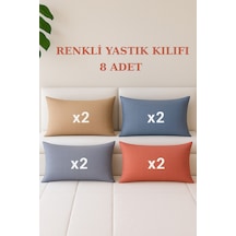 Formeya 8 Adet Kapaklı 4 Farklı Renk Yastık Kılıfı