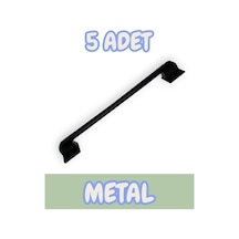 Beta Düz Metal Lüks Modern Mobilya Çekmece Mutfak Dolabı Kulpu Siyah 160mm-192mm 5 Adet Siyah