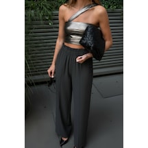 Vaura Cebi Detaylı Antrasit Wide Leg Pantolon Vaura Cebi Detaylı Antrasit Wide Leg Pantolon