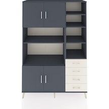 Hyperion Dolap 9 Raflı 4 Çekmeceli 4 Kapaklı 132x44x195 Antrasit-antrasit/aytaşı Antrasıt/aytası