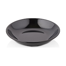 12 Adet 20 Cm Çukur Yemek Çorba Tabağı Makinede Yıkanabilir Siyah Servis Tabağı 3,8 Cm Yükseklik