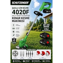 Schutzenger 4020F Şarjlı Ot Çim Biçme Kenar Kesme Makinesi 5 Pilli 2 Batarya 7 Başlıklı Şarjlı Tırpan Yeşil