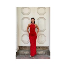 Genel Markalar Kadın Balıkçı Yaka Balık Kesim Uzun Kollu Abiye Elbise Kırmızı - 922427335 Kırmızı