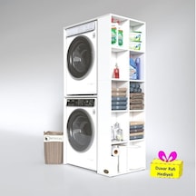 Kenzlife Çamaşır-kurutma Makinesi Dolabı Bolodenka Byz 180 090 60 Banyo Arkalıksız + Tekli Duvar Rafı Hediyeli Beyaz