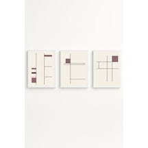 Beyaz Ahşap Çerçeveli 3'lü Bauhaus Tablo Huhu510