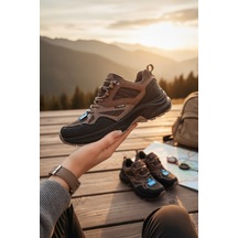 Enoch Erkek Kahverengi Su İtici Outdoor Trekking Ayakkabısı - Kaymaz Taban Kamp Botu Kahve