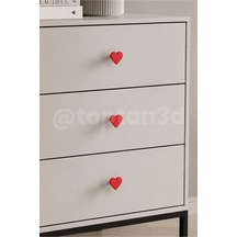 10 Adet - Kırmızı Kalp Dolap Kulpu, Mobilya Kulbu - Çocuk Odası Kulp, Kalp Kulp -4 Cm - Kulp Vidası Dahildir Sarı