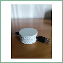 Bşkvirgo 3d Baskı Yuvarlak Kablo Düzenleyici Şarj Ve Usb Kablo Sarıcı Lastik Desenli Kablo Toplayıcı Gri Bsk2026