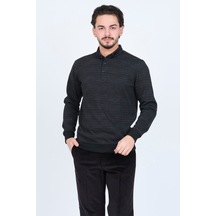 Raymons Erkek Desenli Polo Yaka Triko Sweat 6782252 Siyah