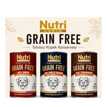 Grain Free Tahılsız Biftekli Yaban Domuzlu Geyikli Köpek Konservesi 400 Gr X 3'lü Karışık Paket