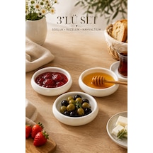 3'lü Set 10.5 Cm Porselen Kase - Kahvaltılık Sosluk, Reçellik, Çerezlik Ve Mezelik Sunum Seti Beyaz - 910400263 Beyaz