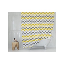 Tropik Home Banyo Perdesi - Tek Kanat Duş Perdesi, Polyester Kumaş Duşakabin Perdesi 180x200 Cm Küvet Perdesi Sarı Diğer