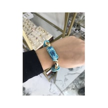 Mavi Ve Gol Detaylı Lastikli Model Bileklik Çok Renkli
