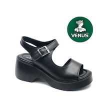 Venüs Buzzard Hakiki Deri Comfort Ortopedik Kadın Sandalet Siyah