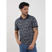 Dufy Lacivert Erkek Slim Fit Desenli Polo Yaka Tshirt - 105239-lacivert Lacivert