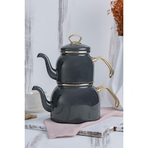 Petra Gri Emaye Çaydanlık Takımı Gri