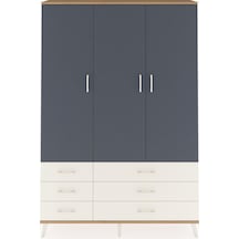 Arges Dolap 5 Raflı 6 Çekmeceli Tek Askılı 132x30x195 Çam-ant... Çam